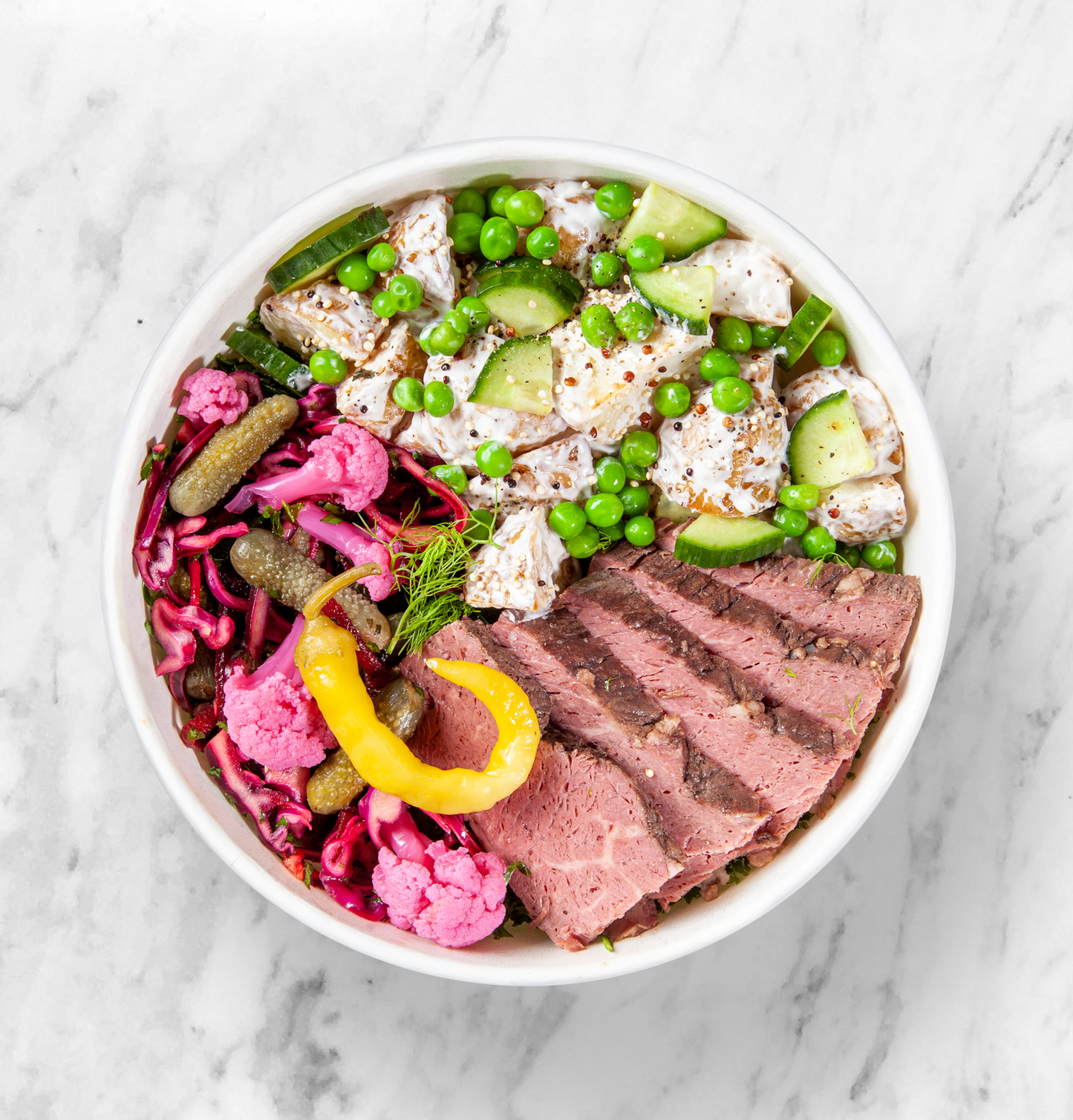 Salt Beef, Potato Salad and pickles Light